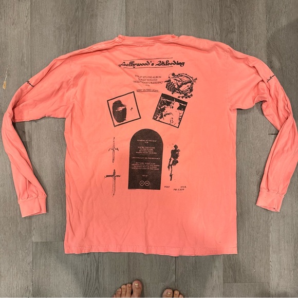 Post Malone Concert  Shirt Mens LARGE LS Hollywoods Bleeding Tour Neon DEADSTOCK - Picture 6 of 7